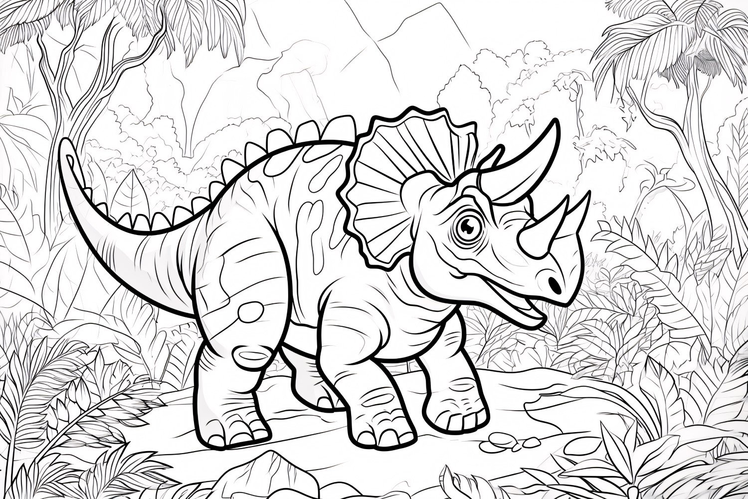 Torosaurus Dinosaur Colouring Pages 1