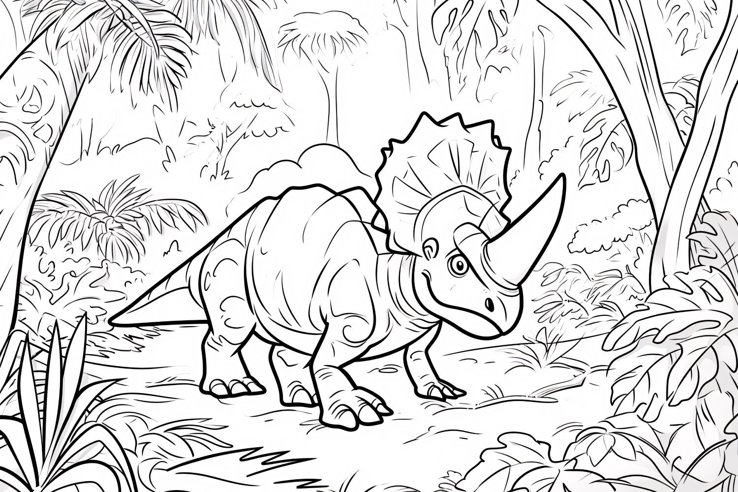 Torosaurus Dinosaur Colouring Pages 4