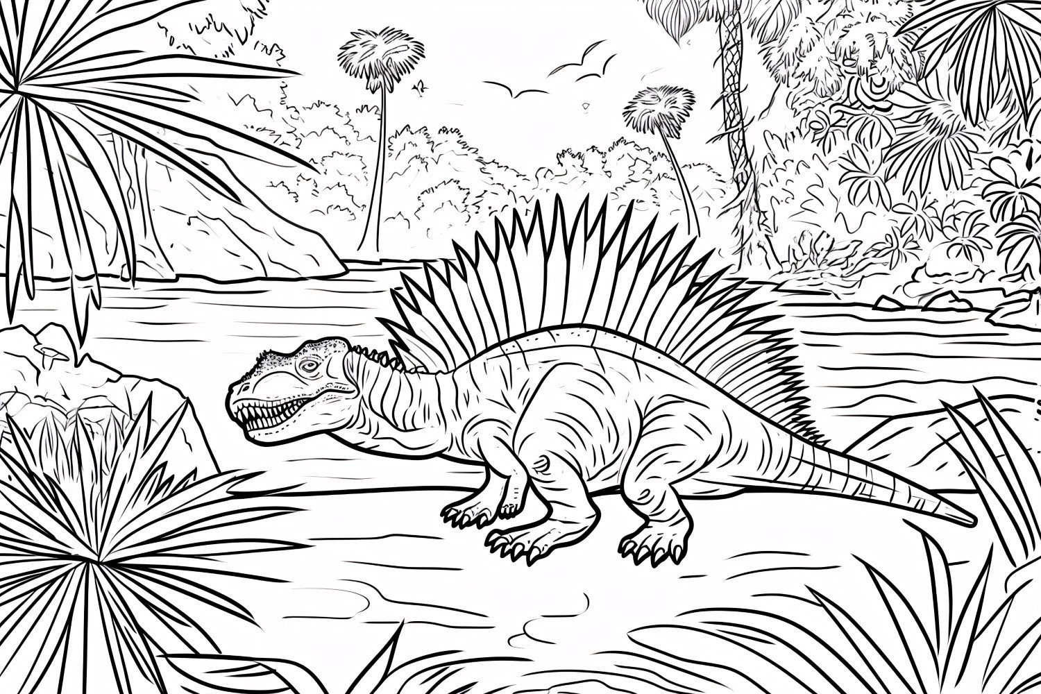 Dimetrodon Dinosaur Colouring Pages 1