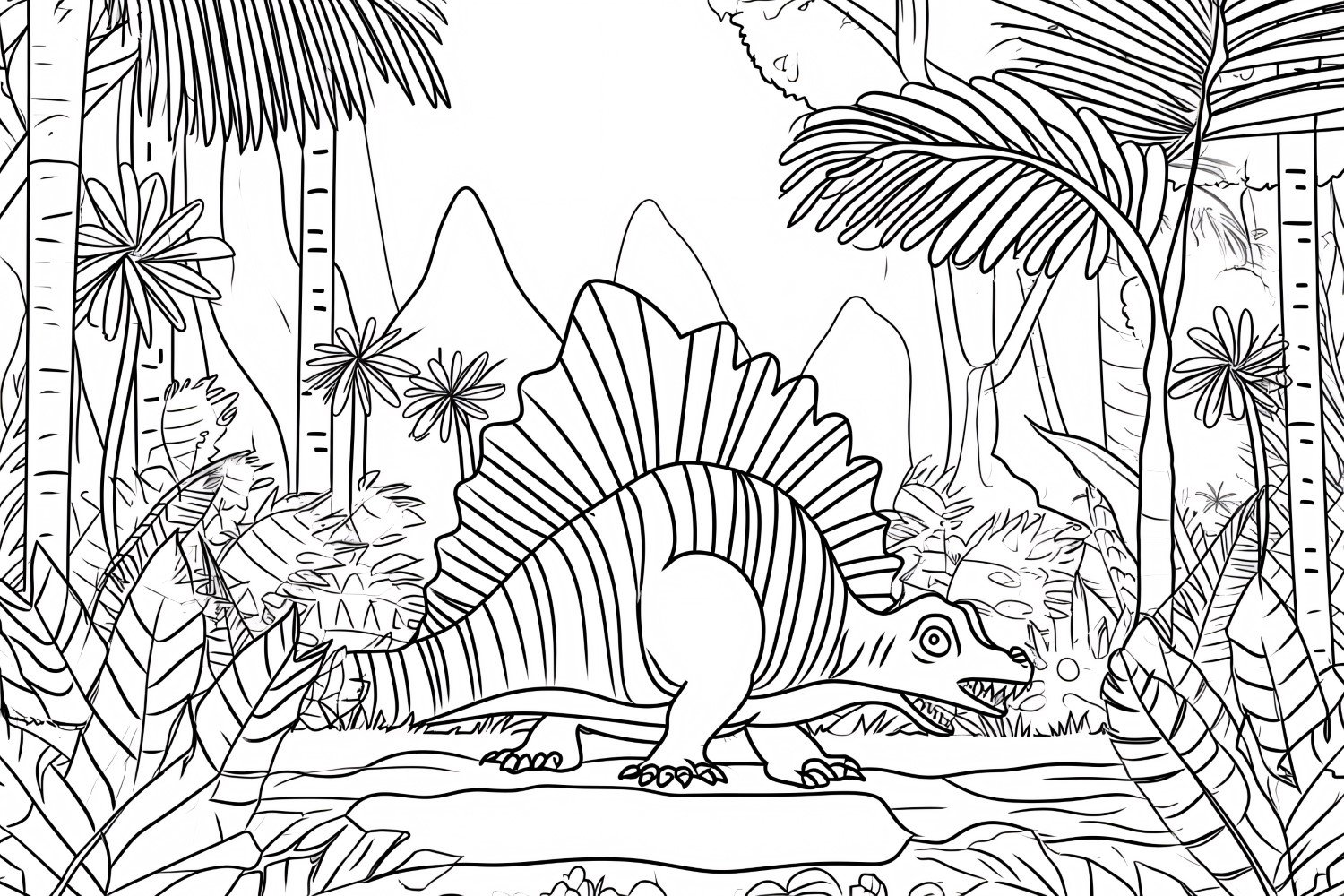 Dimetrodon Dinosaur Colouring Pages 3