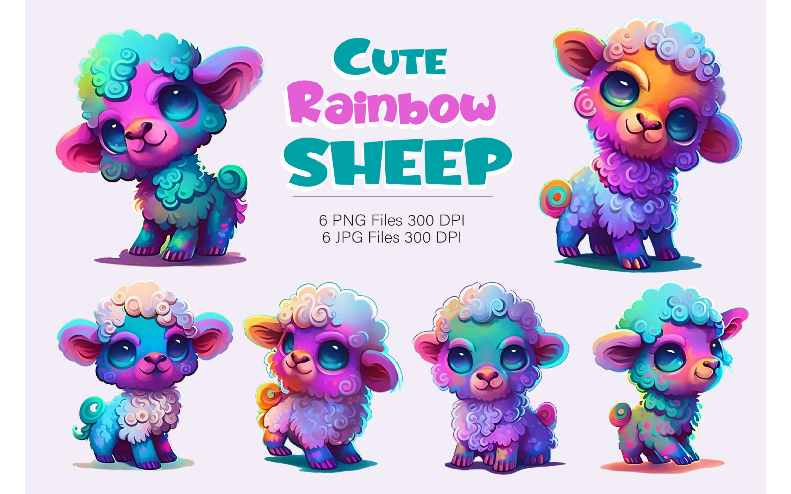 Cute rainbow sheep. TShirt Sticker.