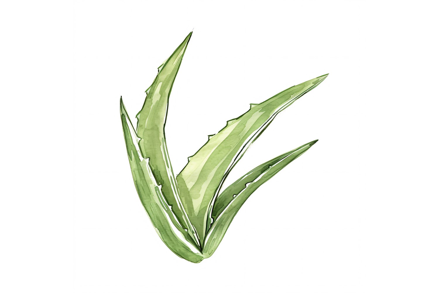 Aloe Vera Leaves Watercolour Style Painting 2