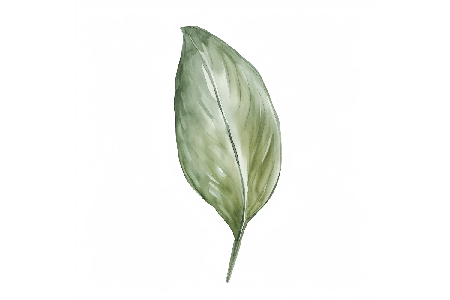 Aspidistra Leaves Watercolour Style Painting 1