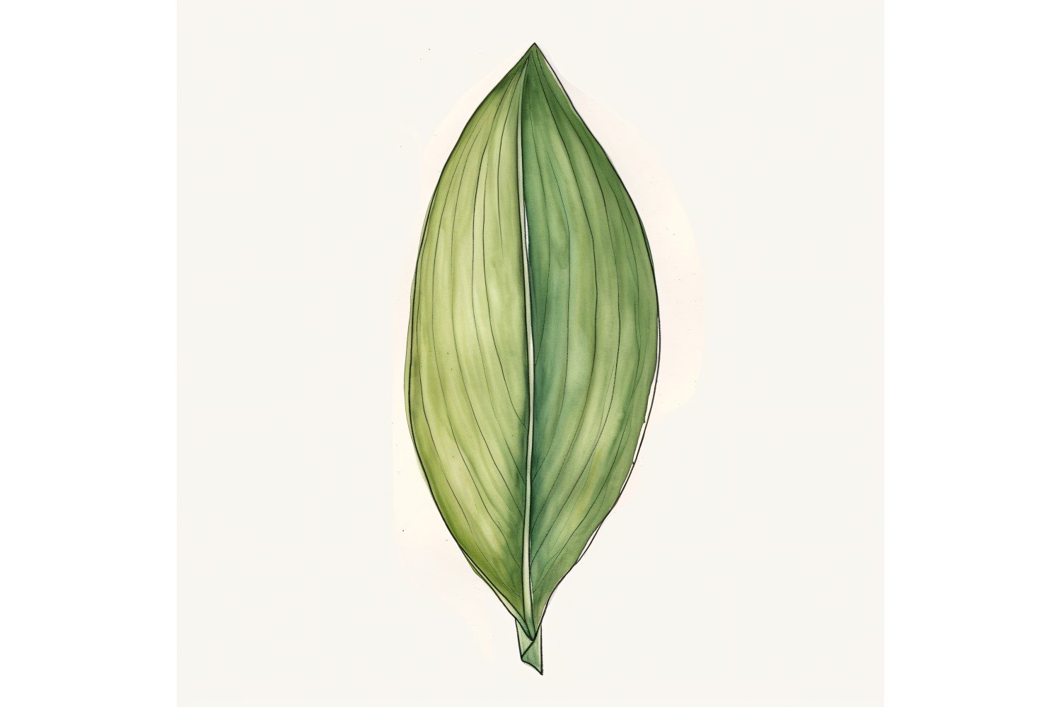 Aspidistra Leaves Watercolour Style Painting 4