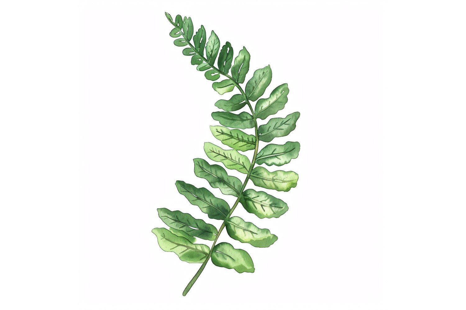 Boston Fern Leaves Watercolour Style Painting 1