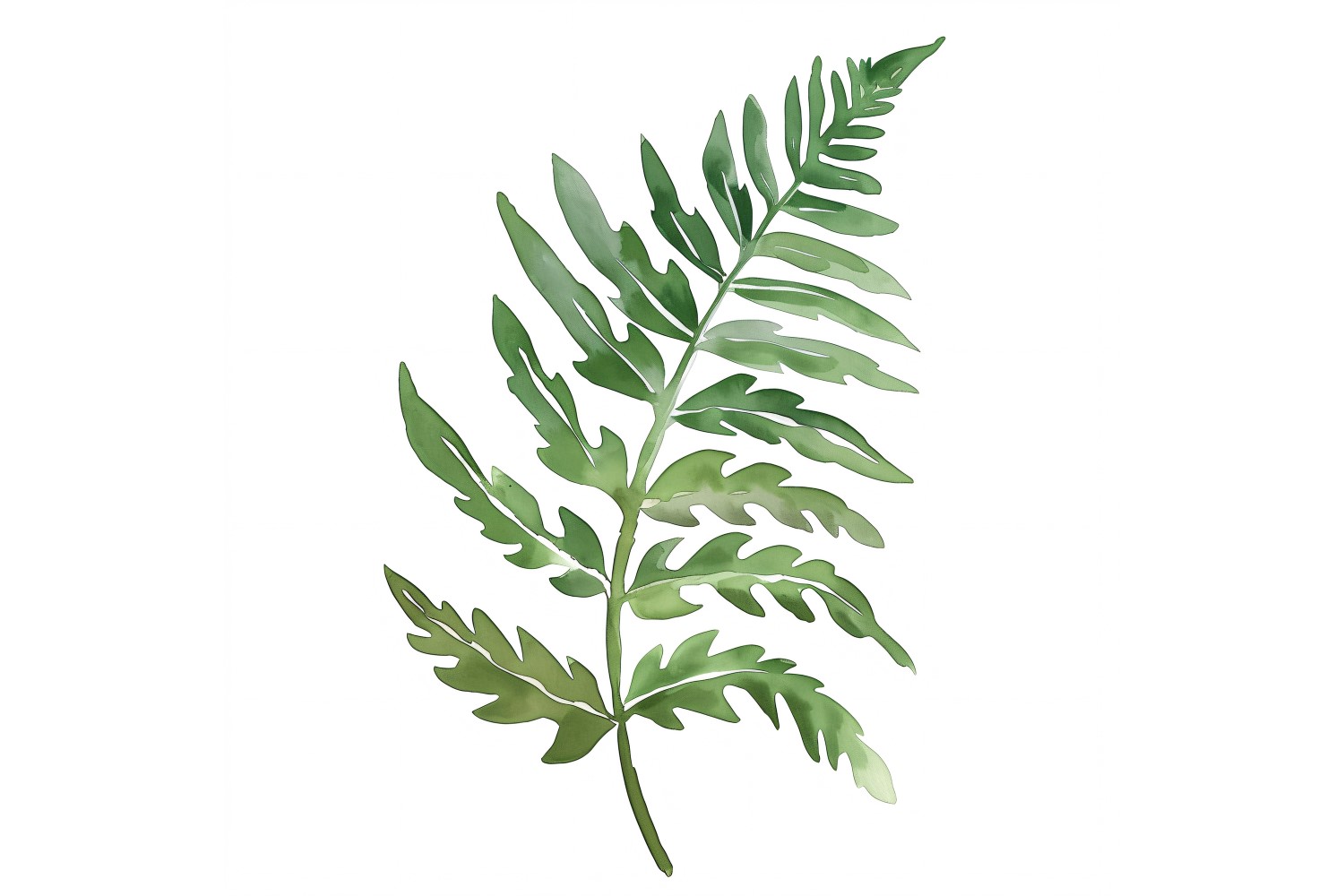 Boston Fern Leaves Watercolour Style Painting 2