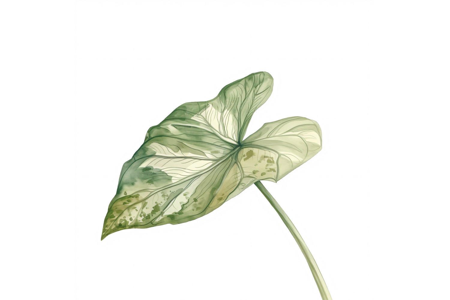 Caladium Leaves Watercolour Style Painting 2