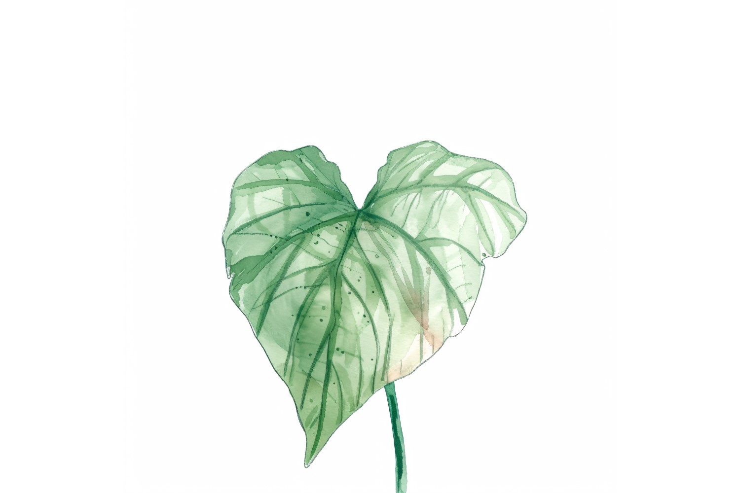 Caladium Leaves Watercolour Style Painting 4