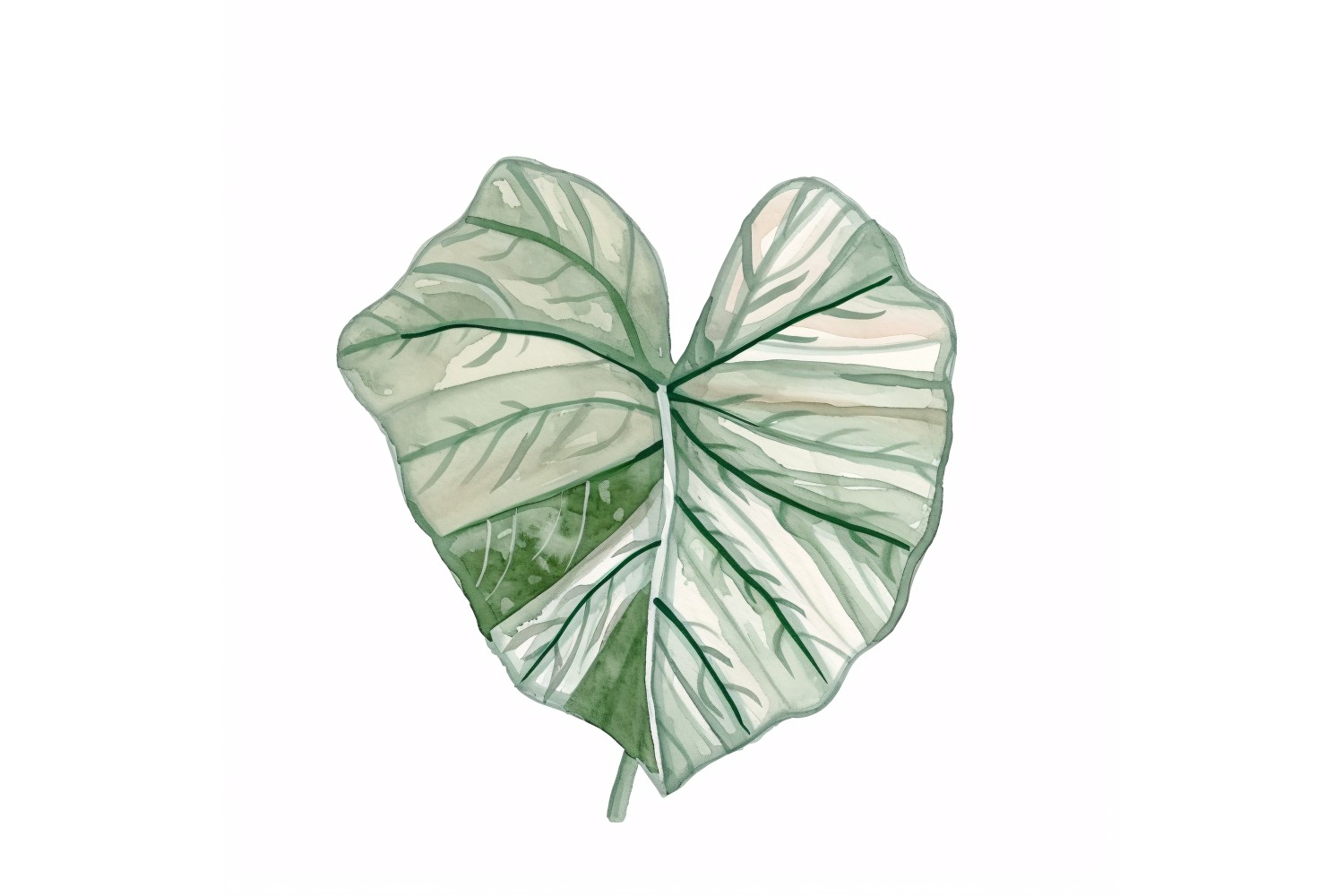 Caladium Leaves Watercolour Style Painting 6