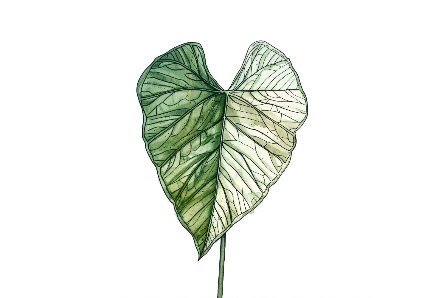 Caladium Leaves Watercolour Style Painting 7