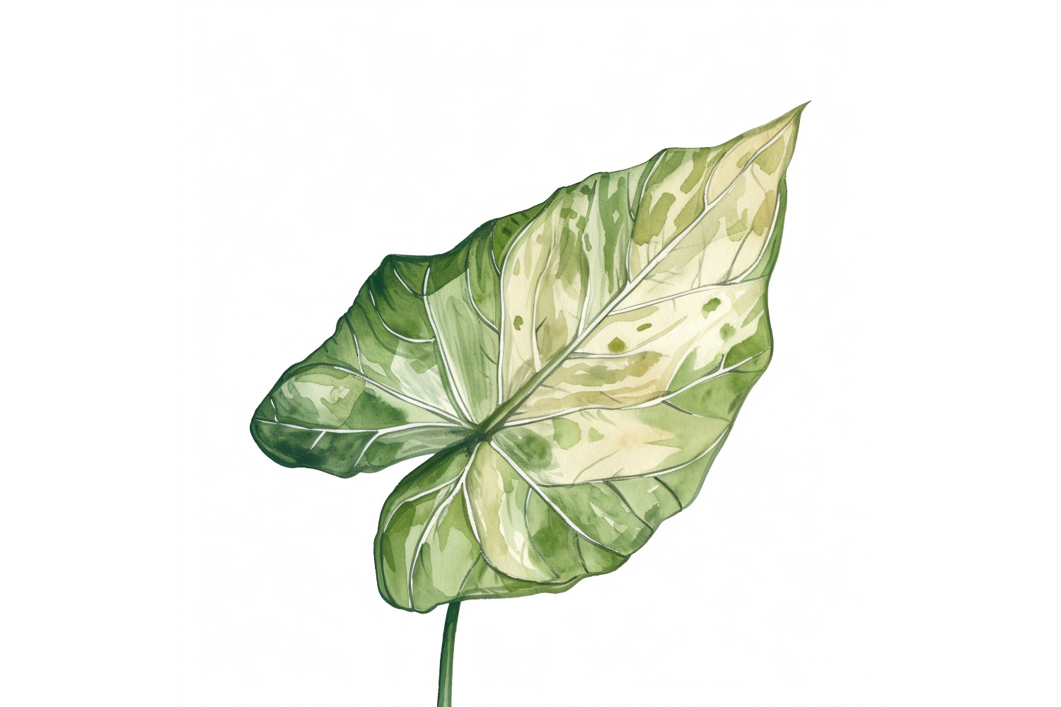 Caladium Leaves Watercolour Style Painting 5