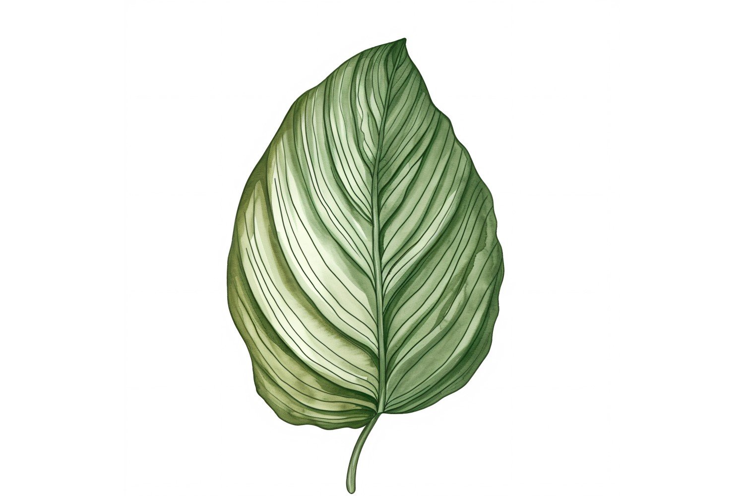 Calathea Leaves Watercolour Style Painting 1