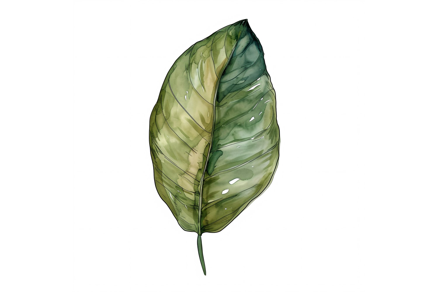 Calathea Leaves Watercolour Style Painting 4