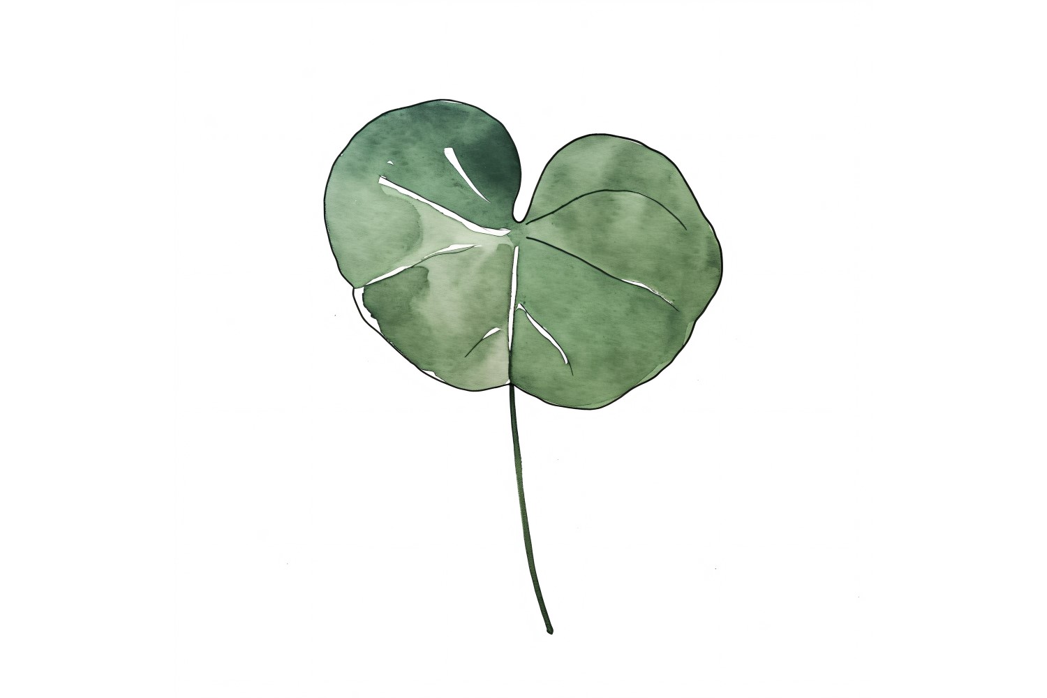 Chinese Money Plant Leaves Watercolour Style Painting 3