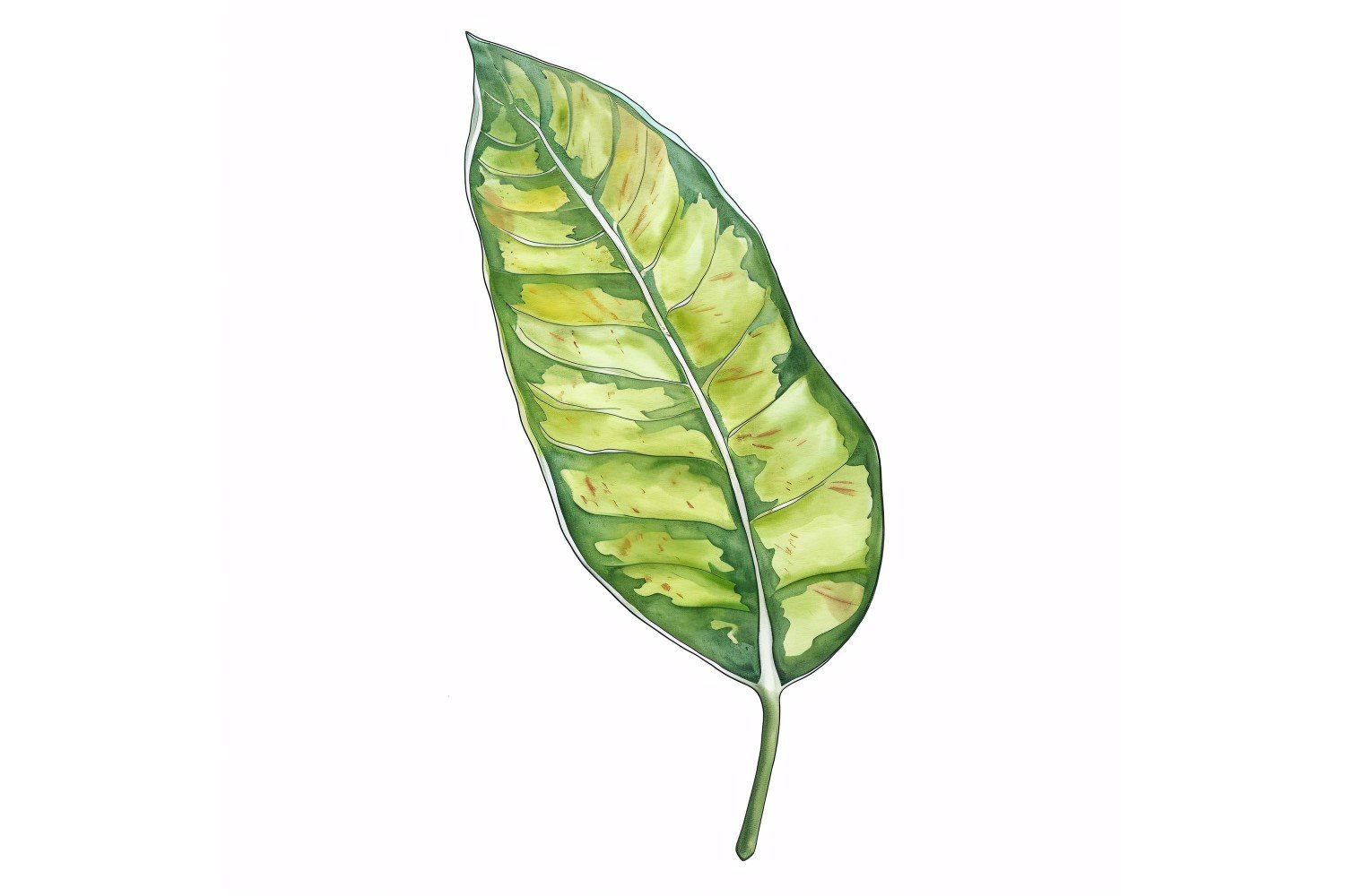 Croton Leaves Watercolour Style Painting 3