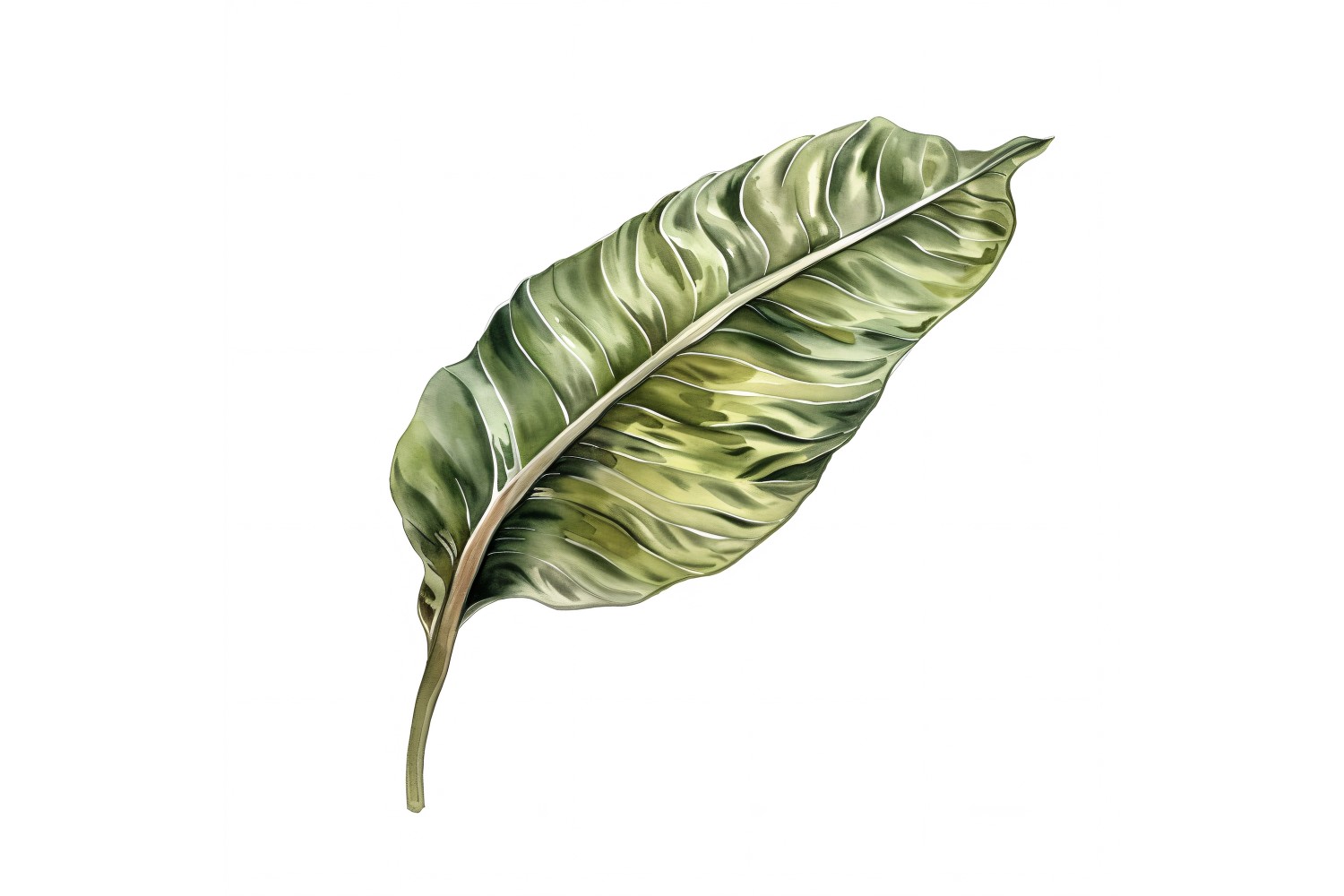 Croton Leaves Watercolour Style Painting 4