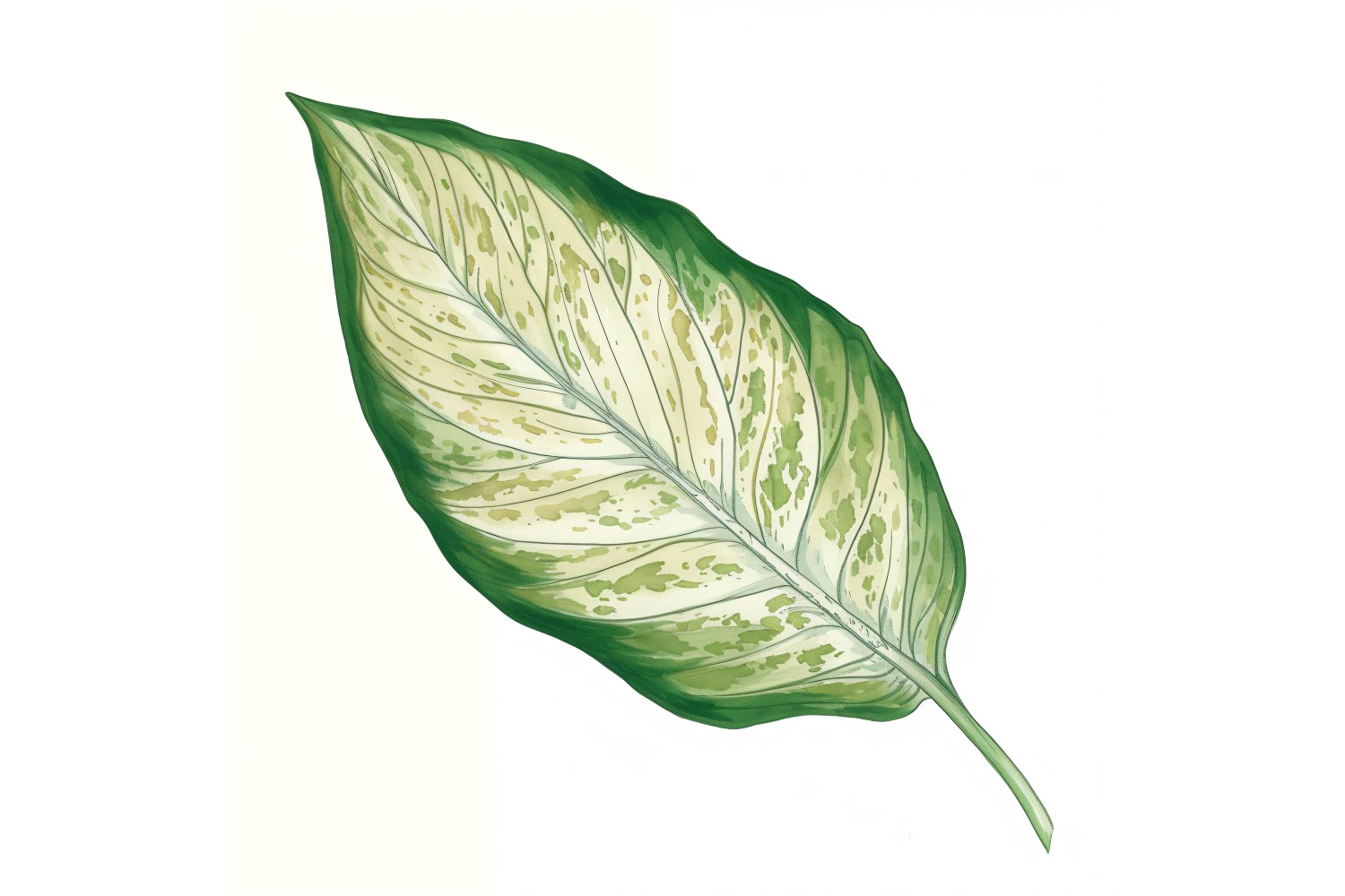 Dieffenbachia Leaves Watercolour Style Painting 1