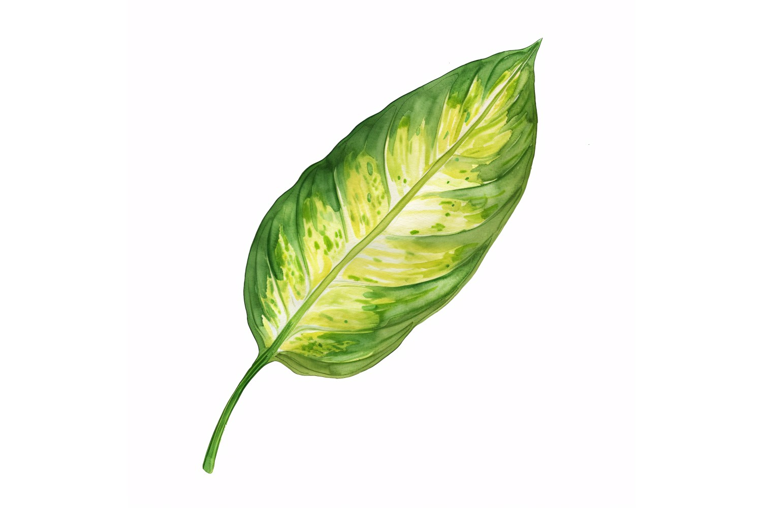 Dieffenbachia Leaves Watercolour Style Painting 3