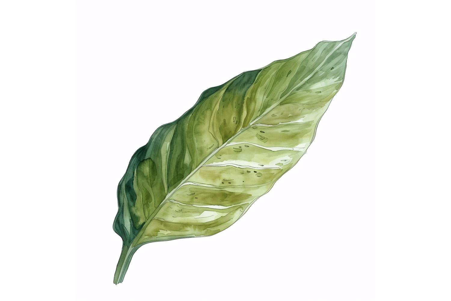 Dieffenbachia Leaves Watercolour Style Painting 4