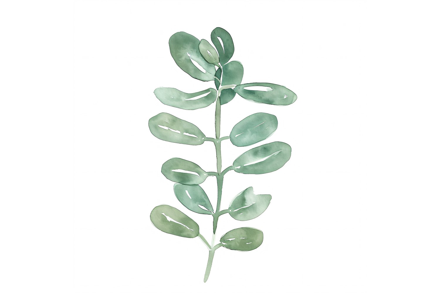 Jade Leaves Watercolour Style Painting 1