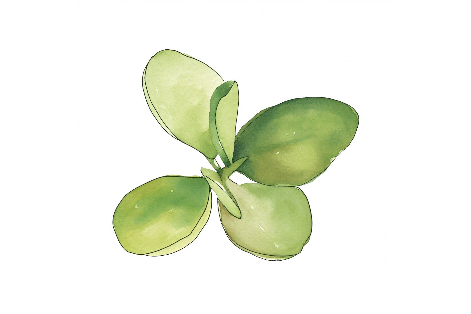 Jade Leaves Watercolour Style Painting 2