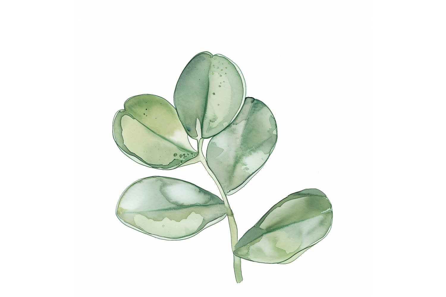 Jade Leaves Watercolour Style Painting 3