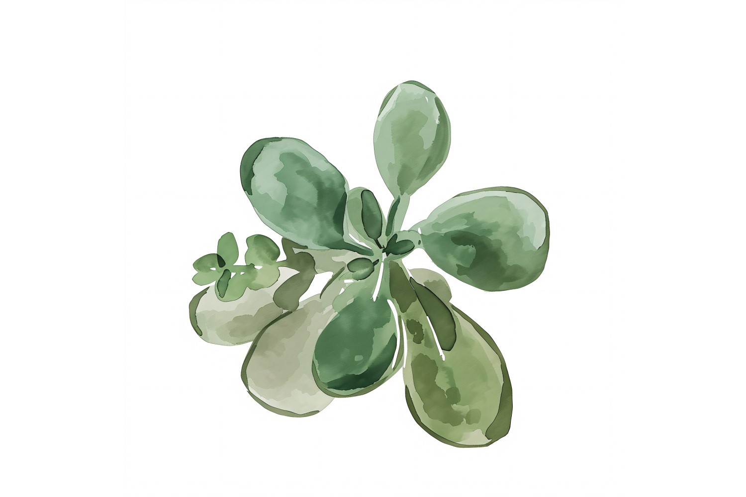 Jade Leaves Watercolour Style Painting 5