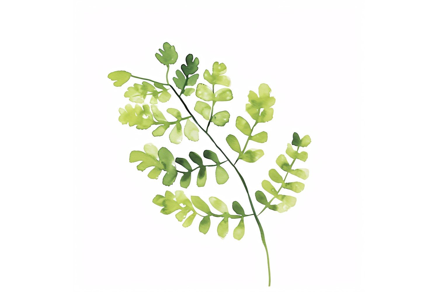 Maidenhair Leaves Watercolour Style Painting 2