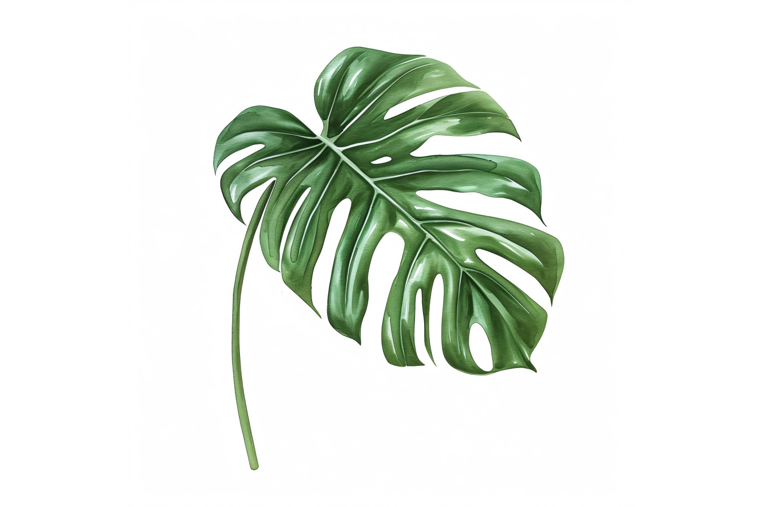 Monstera Leaves Watercolour Style Painting 1