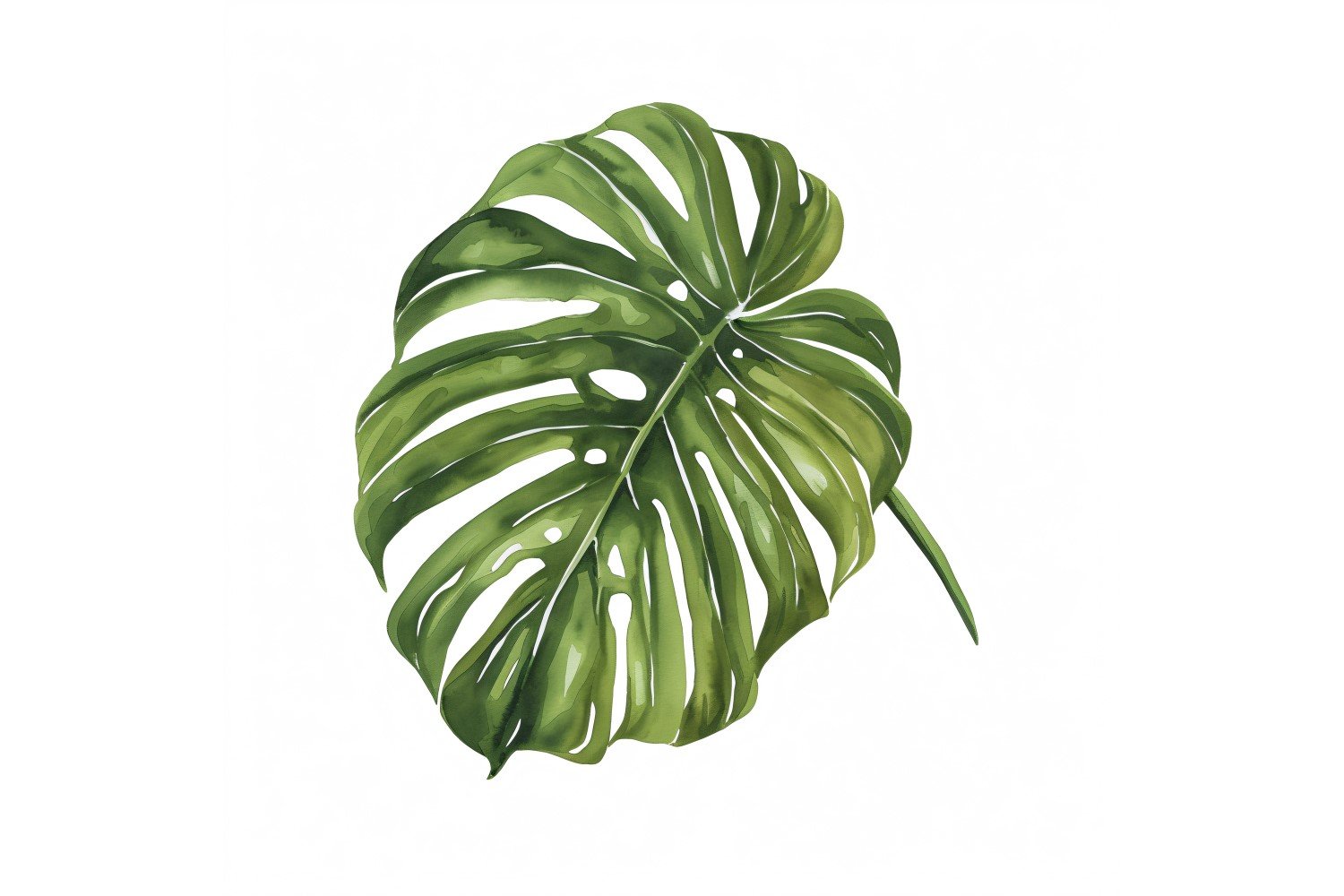 Monstera Leaves Watercolour Style Painting 2