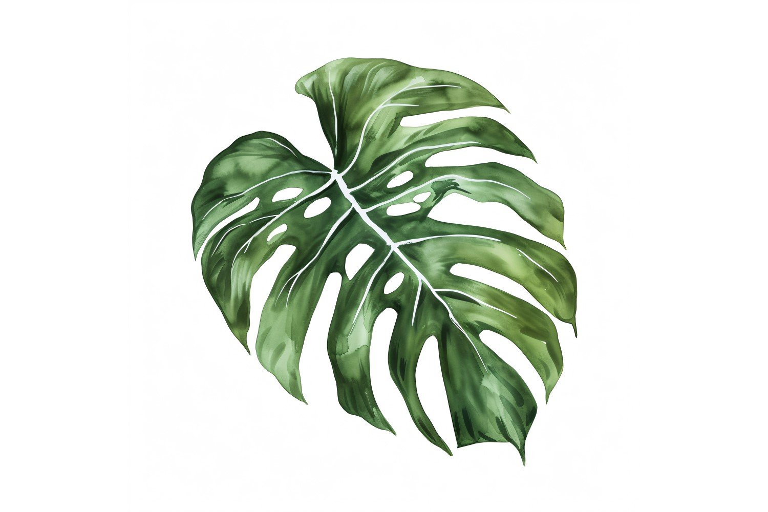 Monstera Leaves Watercolour Style Painting 3