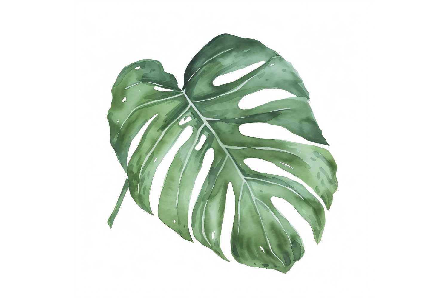 Monstera Leaves Watercolour Style Painting 4