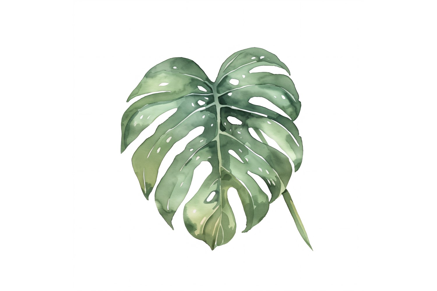 Monstera Leaves Watercolour Style Painting 5