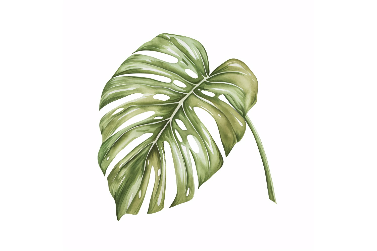 Monstera Leaves Watercolour Style Painting 6