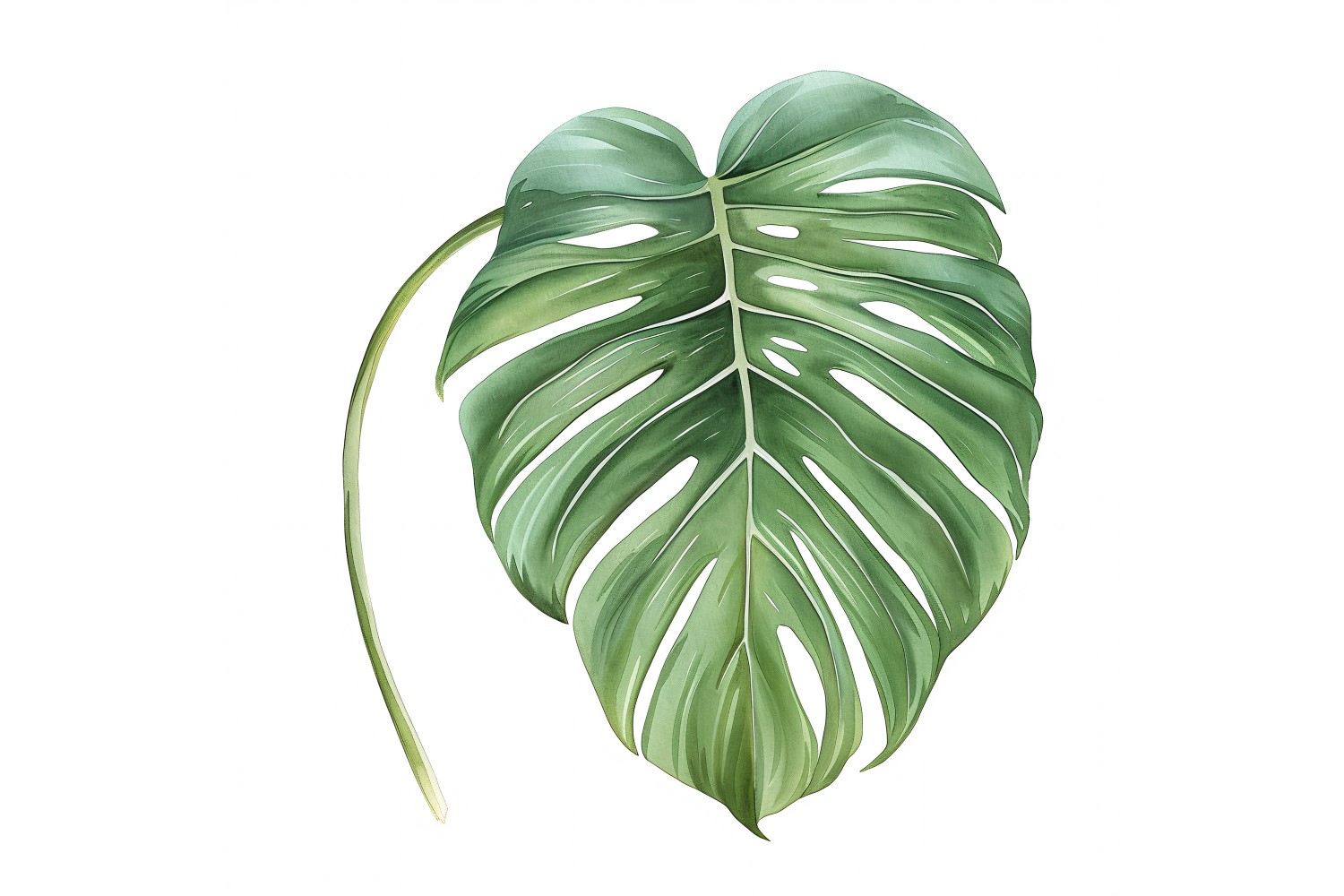 Monstera Leaves Watercolour Style Painting 8