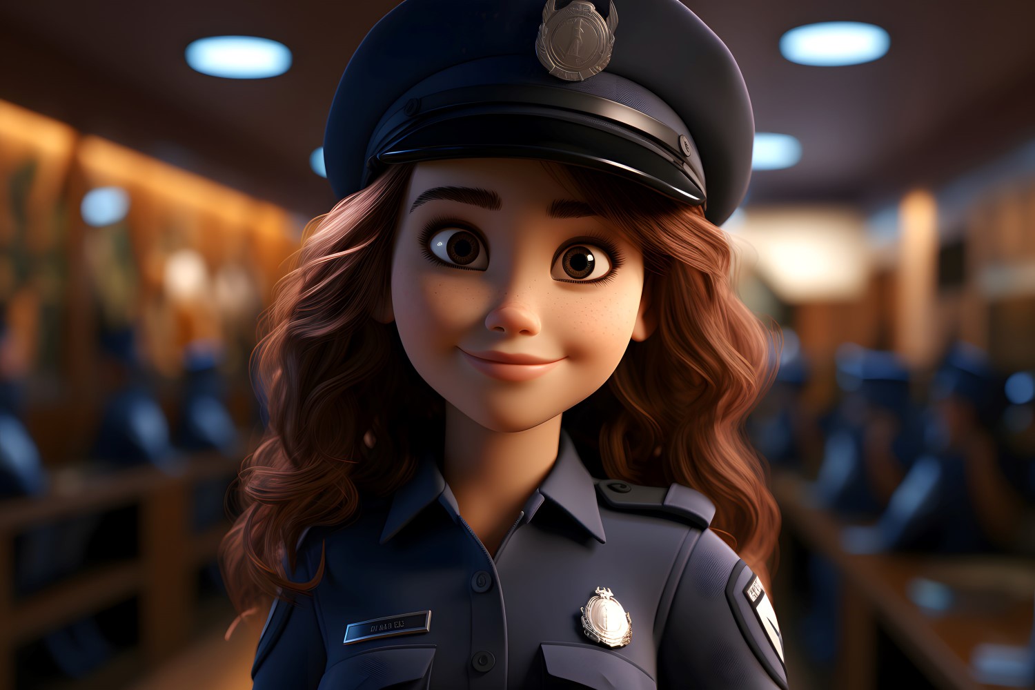 3D Character Girl Police_Officer with relevant environment 4