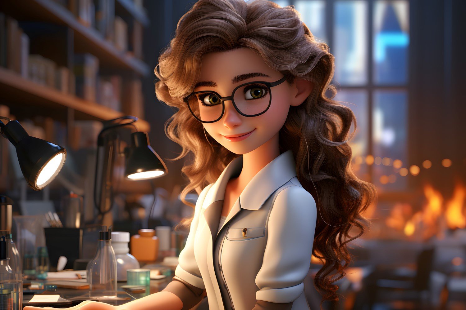 3D Character Child Girl Scientist with relevant environment 6