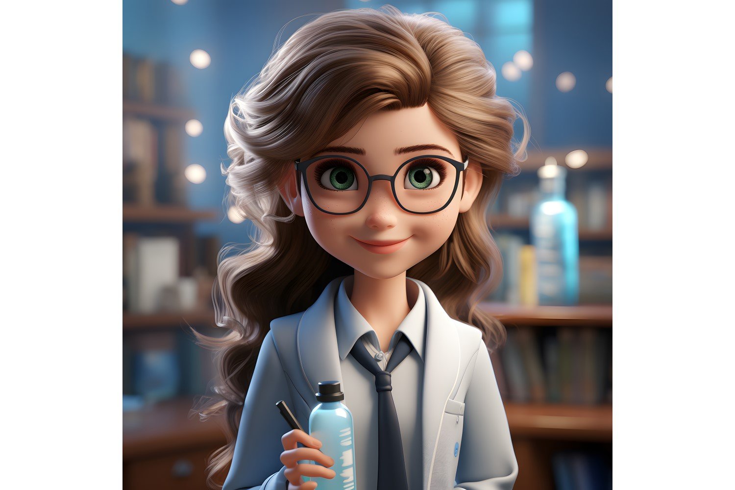 3D Character Child Girl Scientist with relevant environment 9