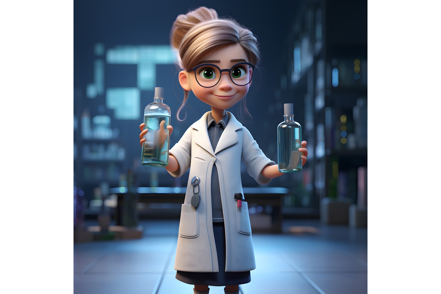 3D Character Child Girl Scientist with relevant environment 10