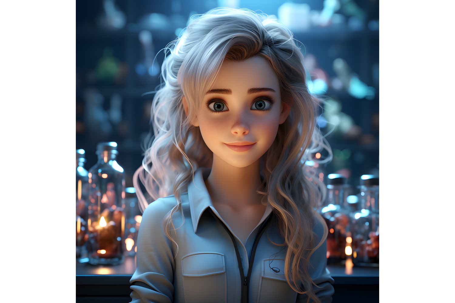 3D Character Child Girl Scientist with relevant environment 13