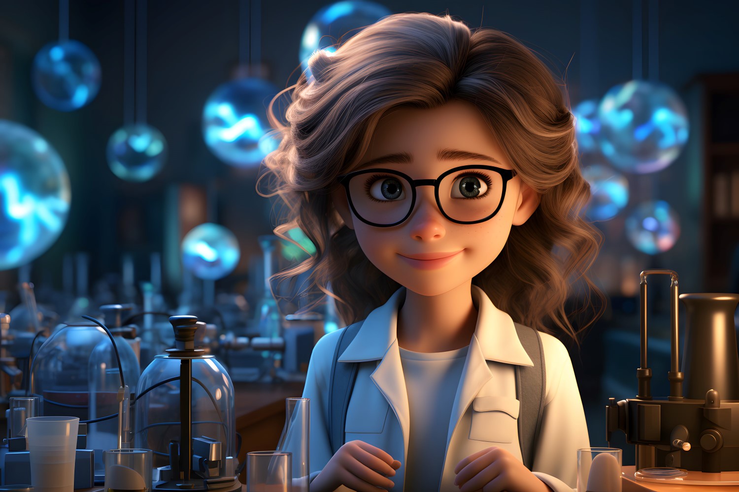 3D Character Child Girl Scientist with relevant environment 16