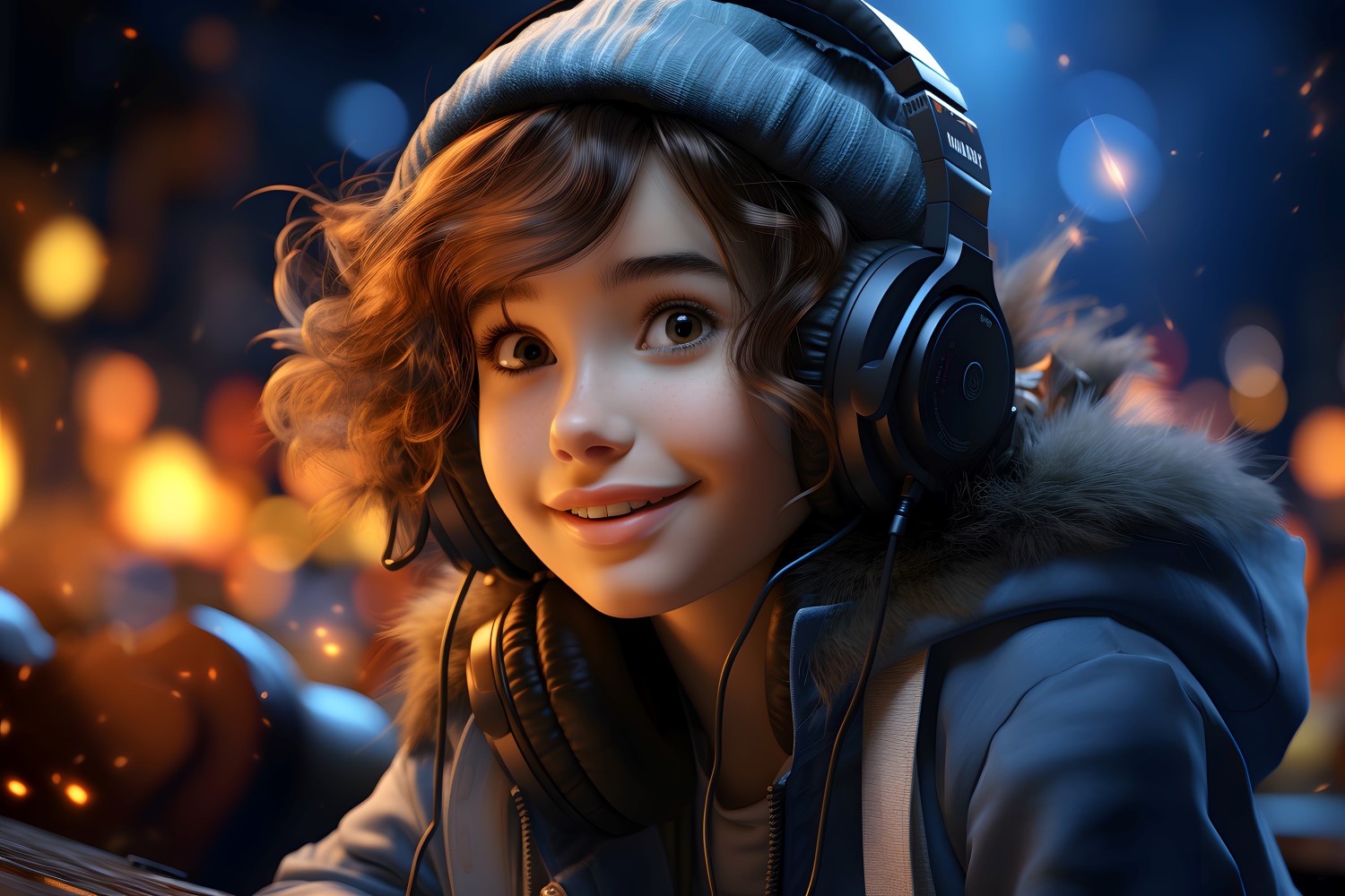 3D Character Child Girl Musician with relevant environment 1.