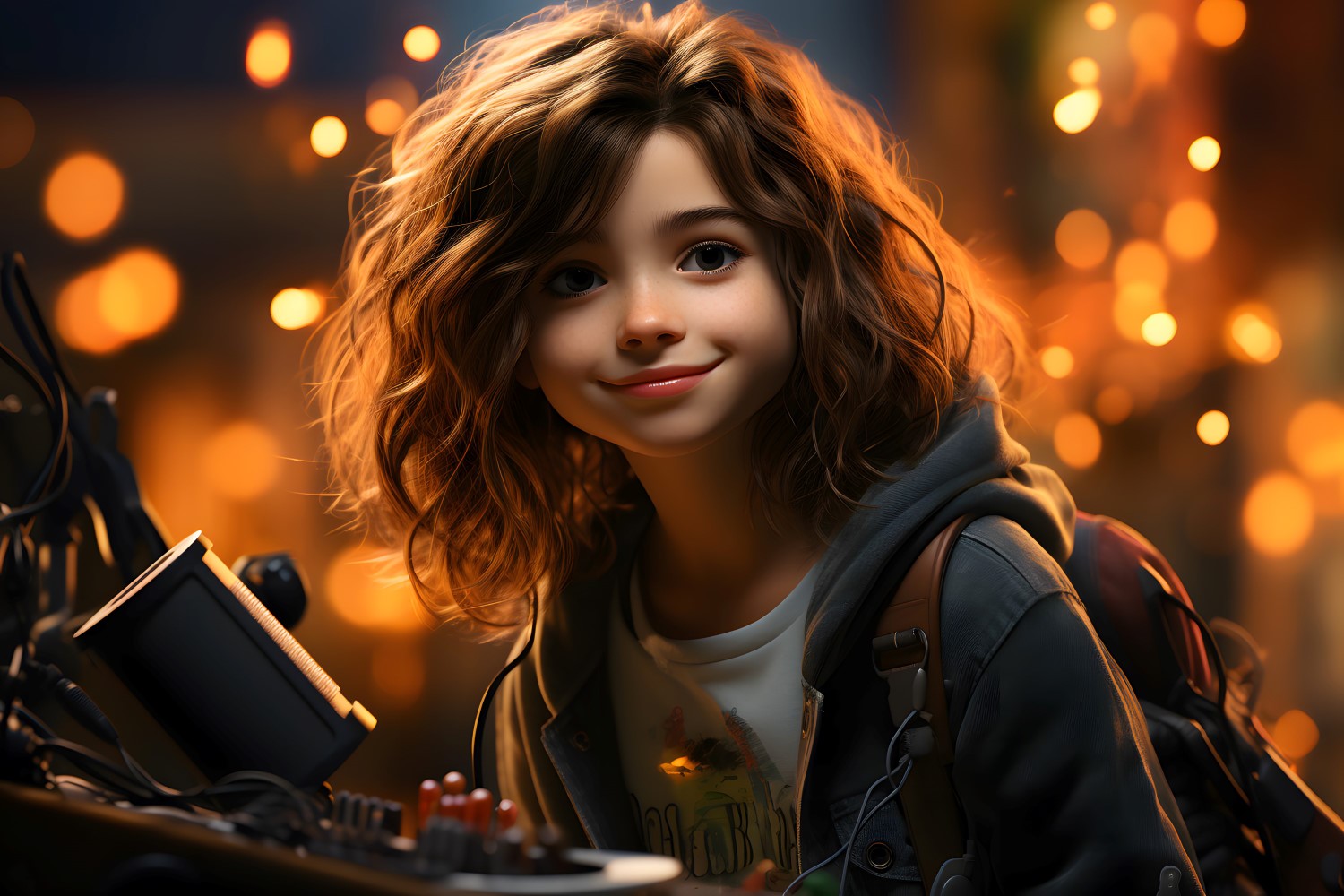 3D Character Child Girl Musician with relevant environment 2.