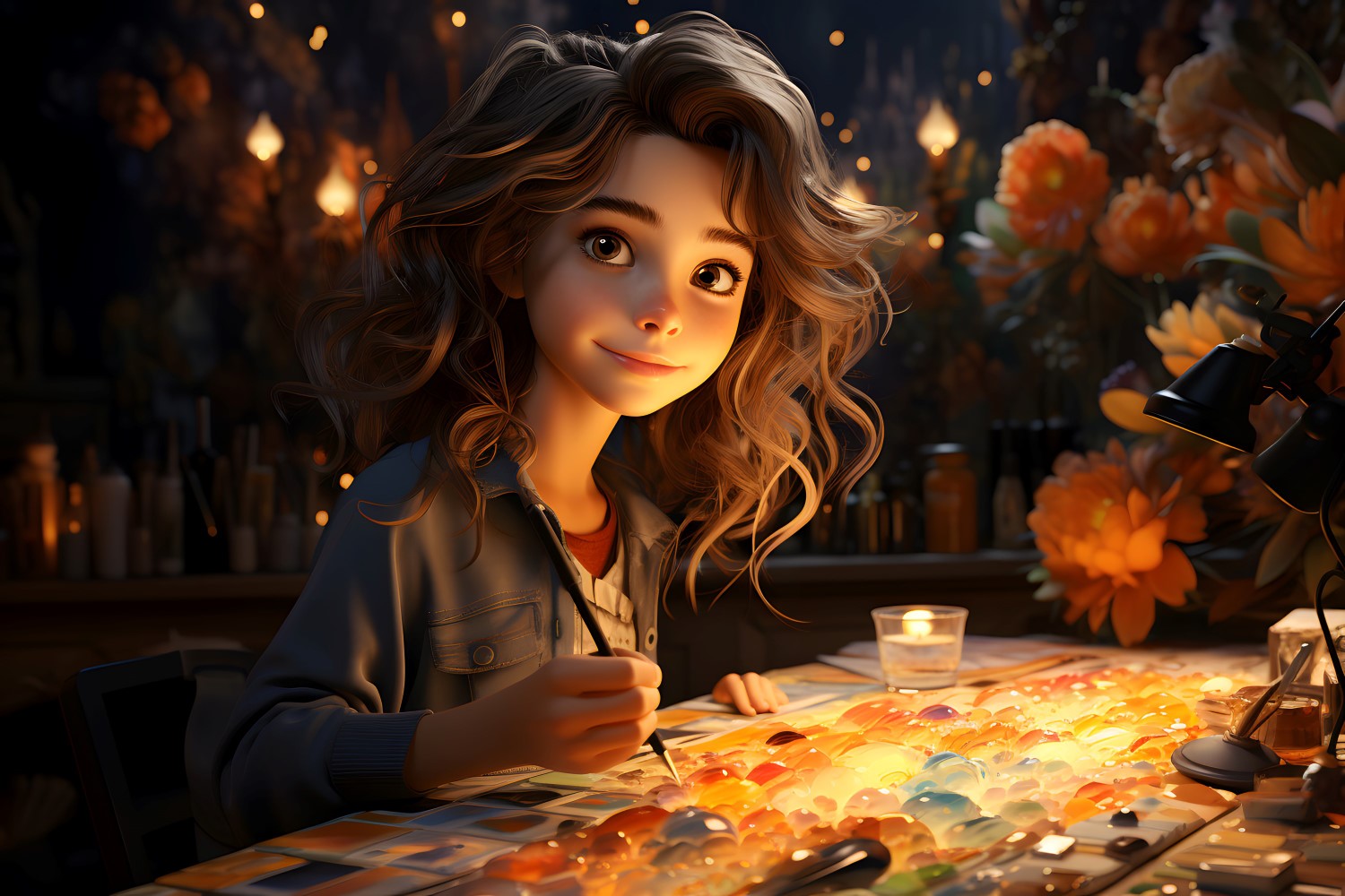 3D Character Child Girl Painter with relevant environment 4.