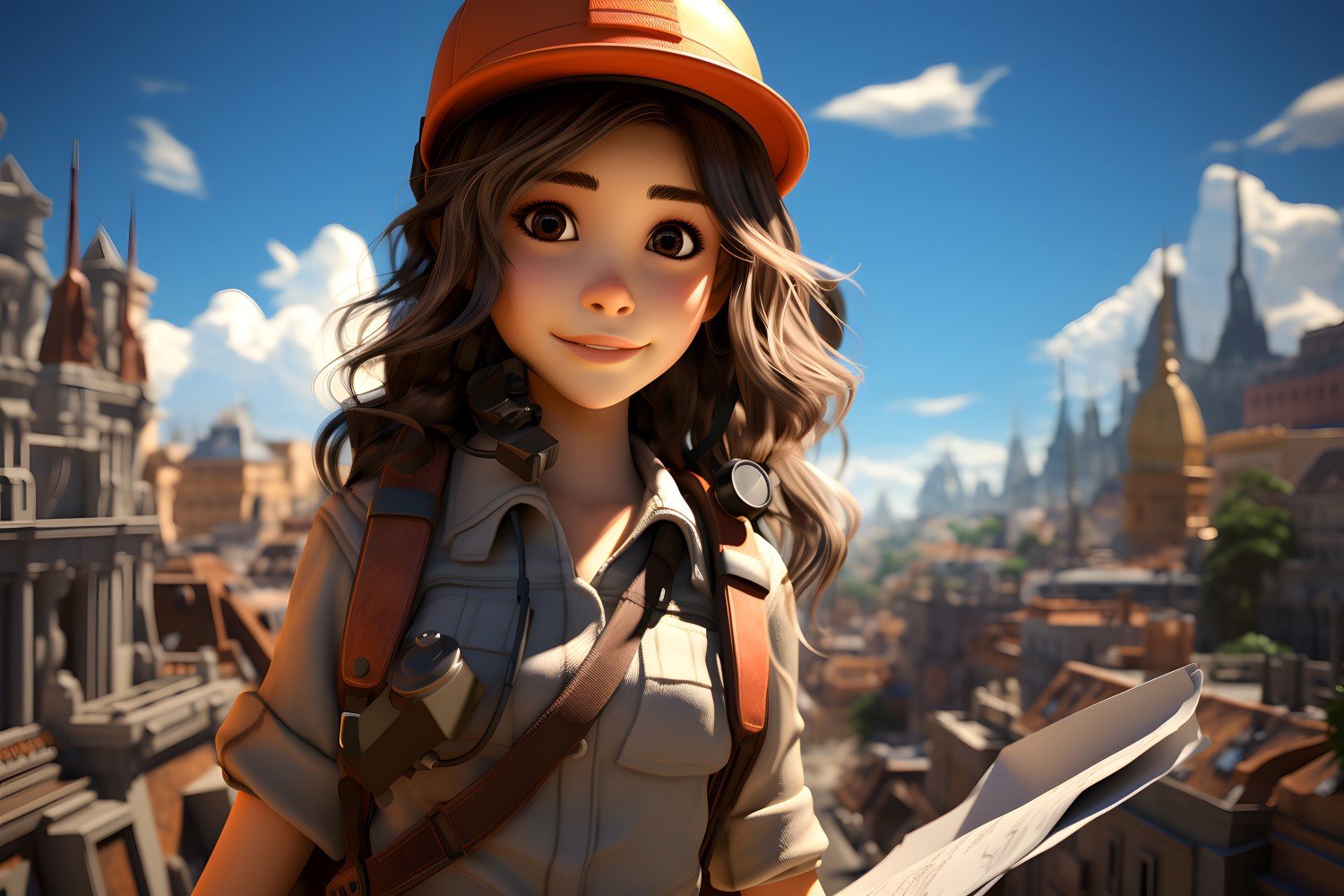 3D Character Child Girl Surveyor with relevant environment 2