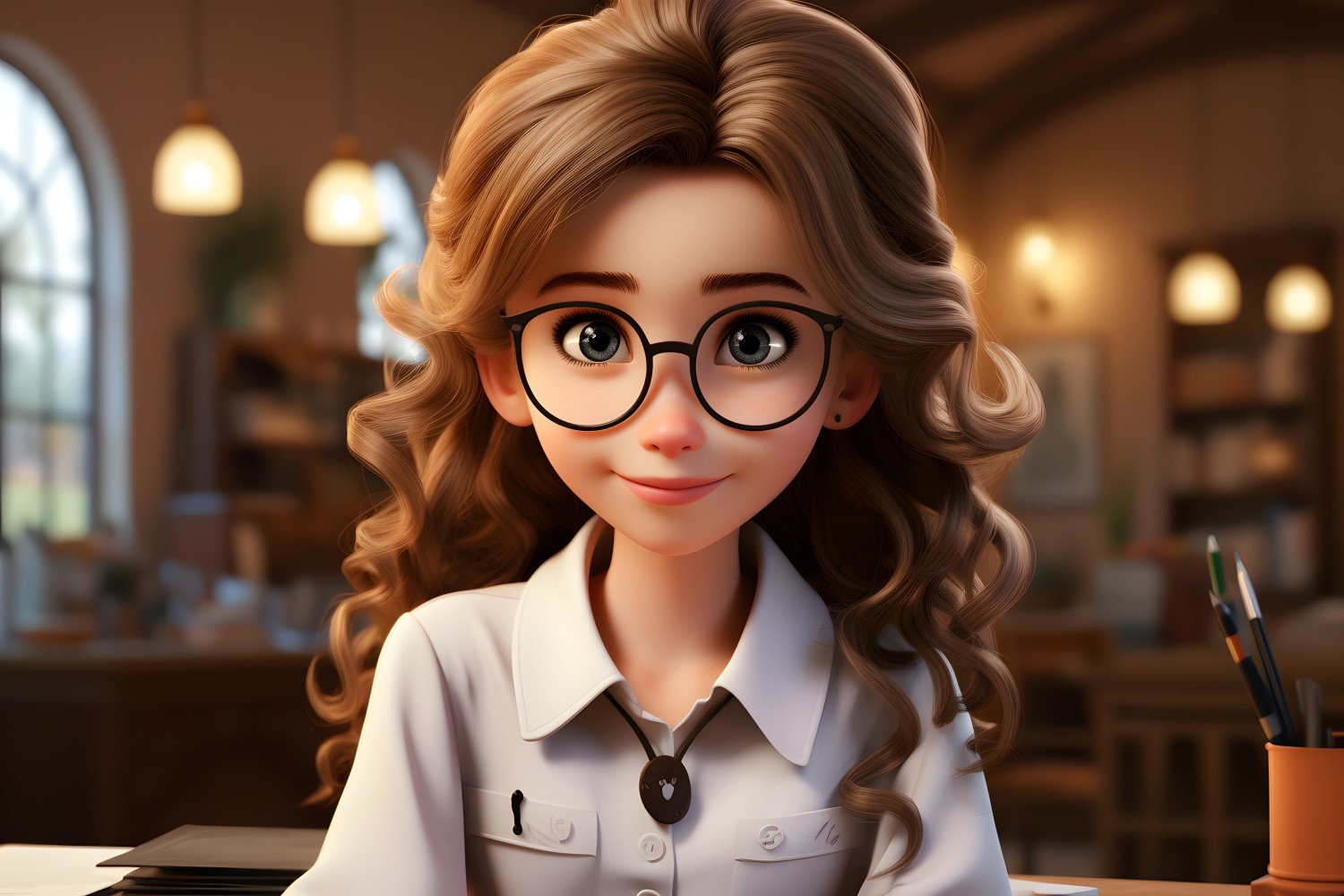 3D Character Child Girl Teacher with relevant environment  1