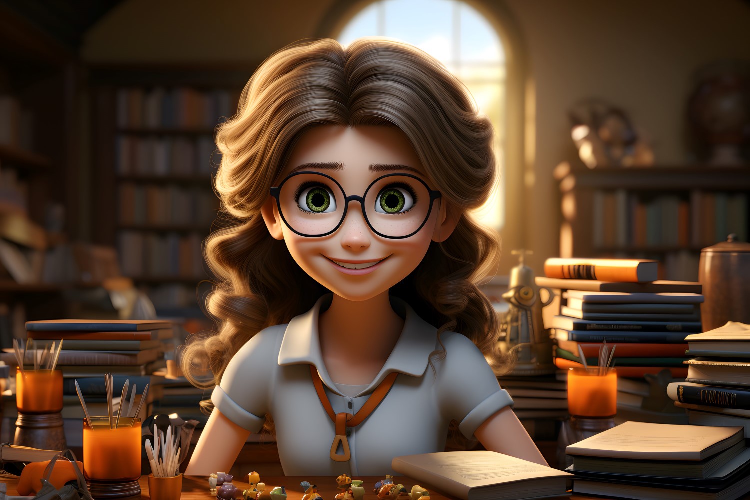 3D Character Child Girl Teacher with relevant environment 2