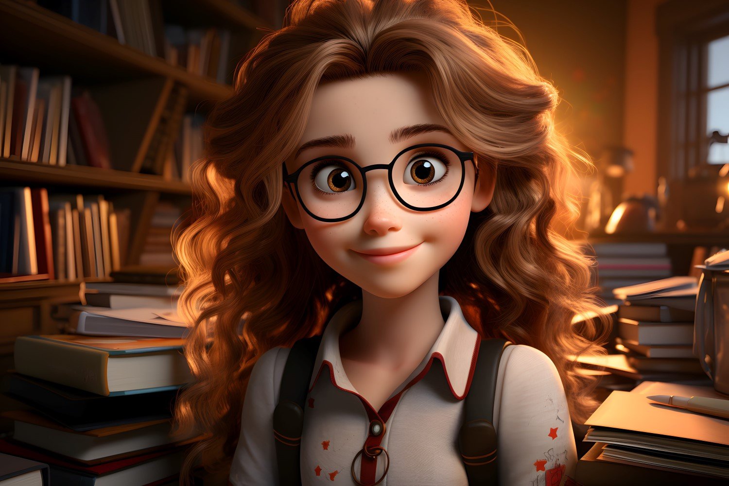 3D Character Child Girl Teacher with relevant environment 3