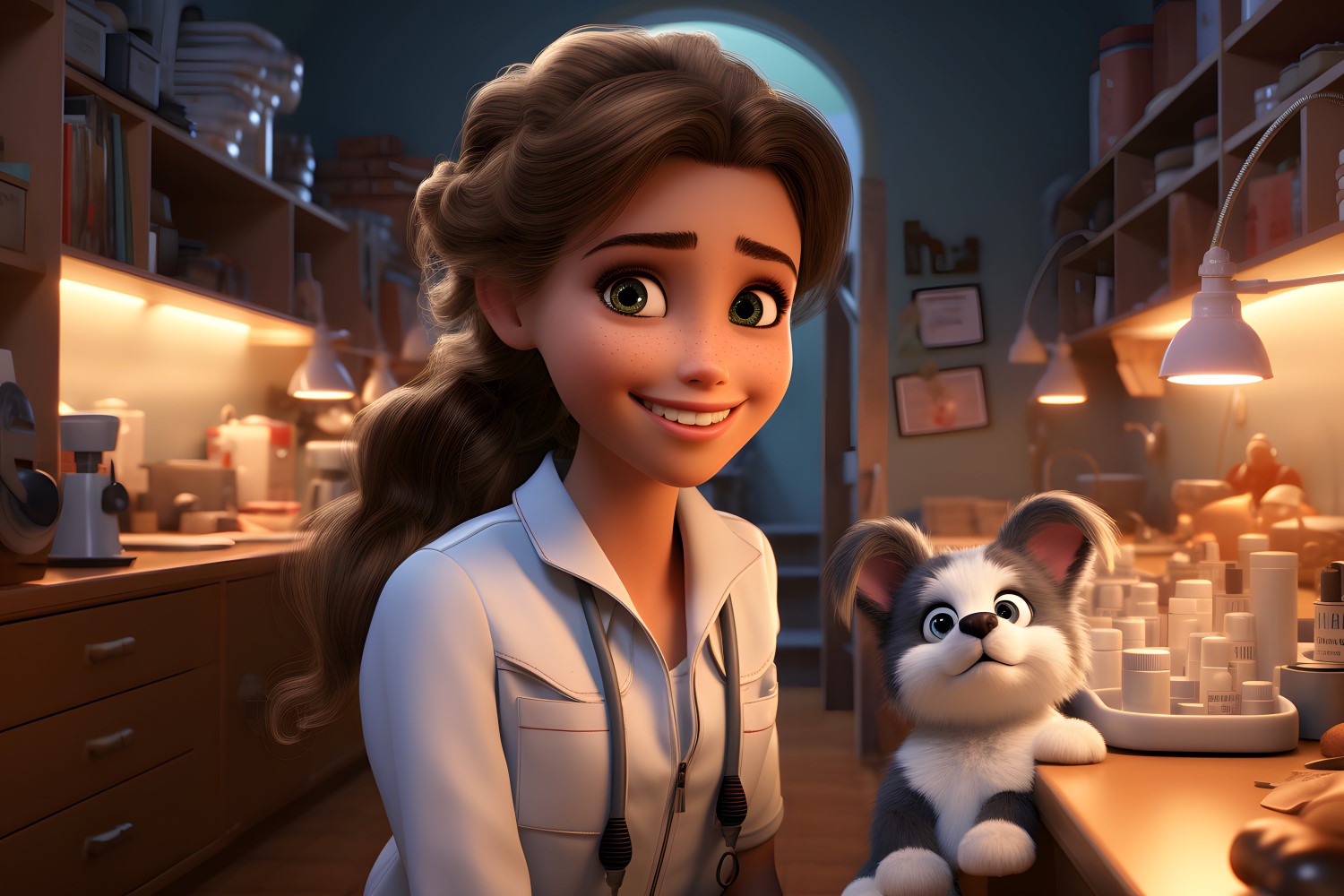 3D Character Girl Veterinaria with relevant environment 2