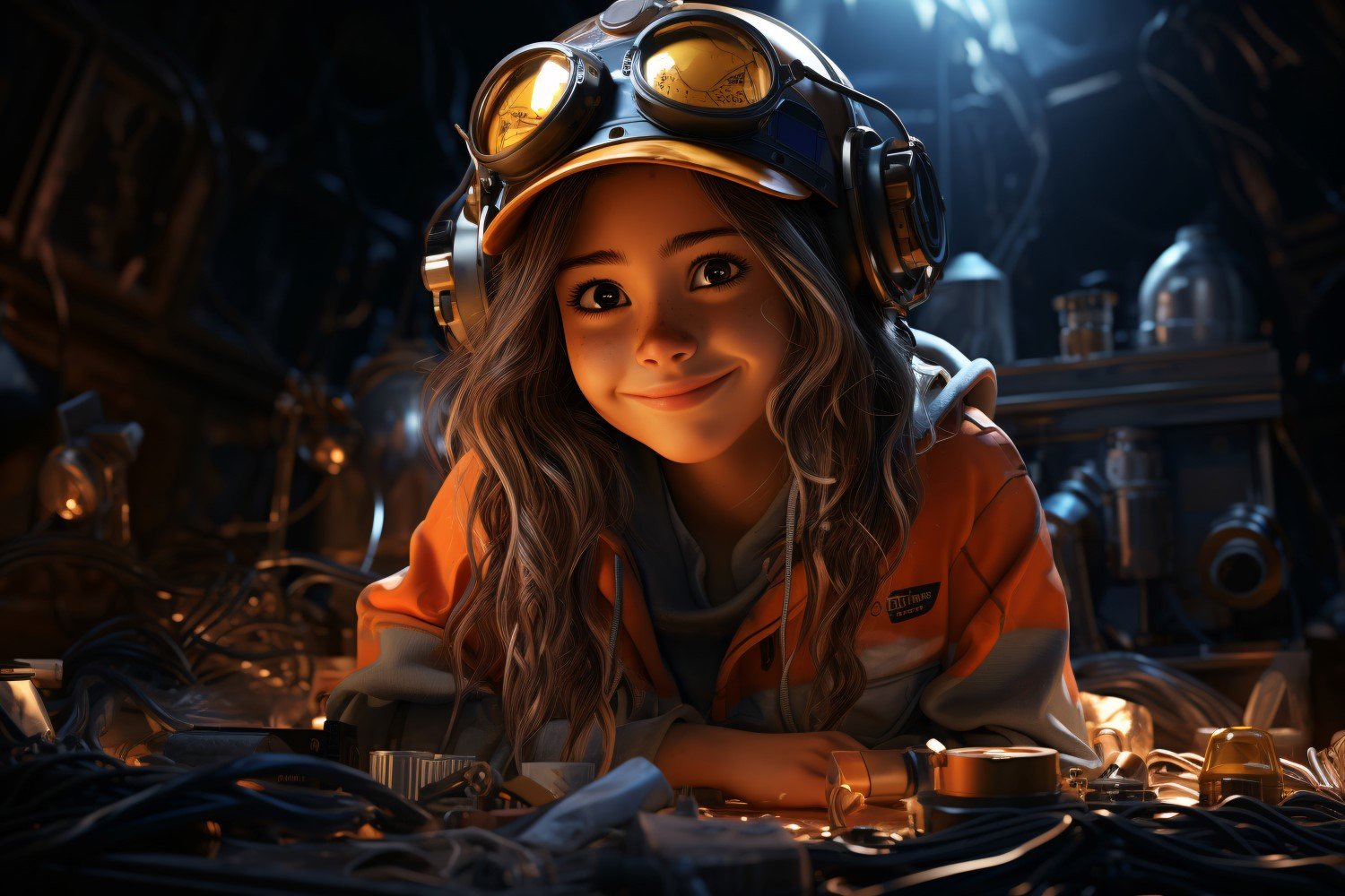 3D Character Child Girl Welder with relevant environment 1